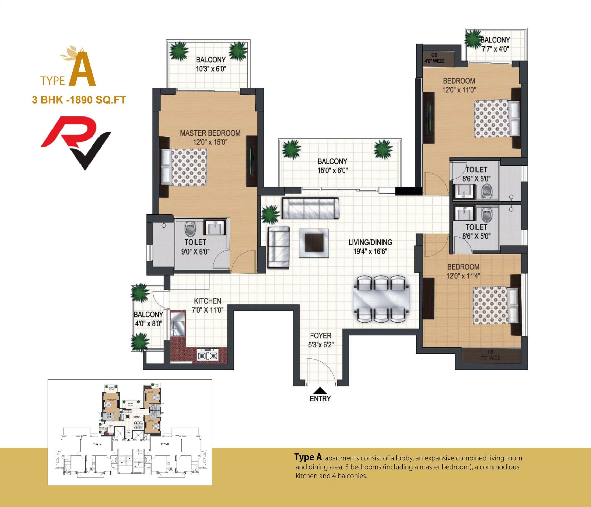 3Bhk Type A